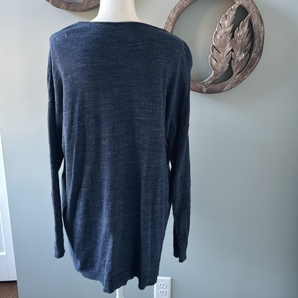 Eileen Fisher 100% organic cotton sweater tunic denim color size L button down - Picture 7 of 8